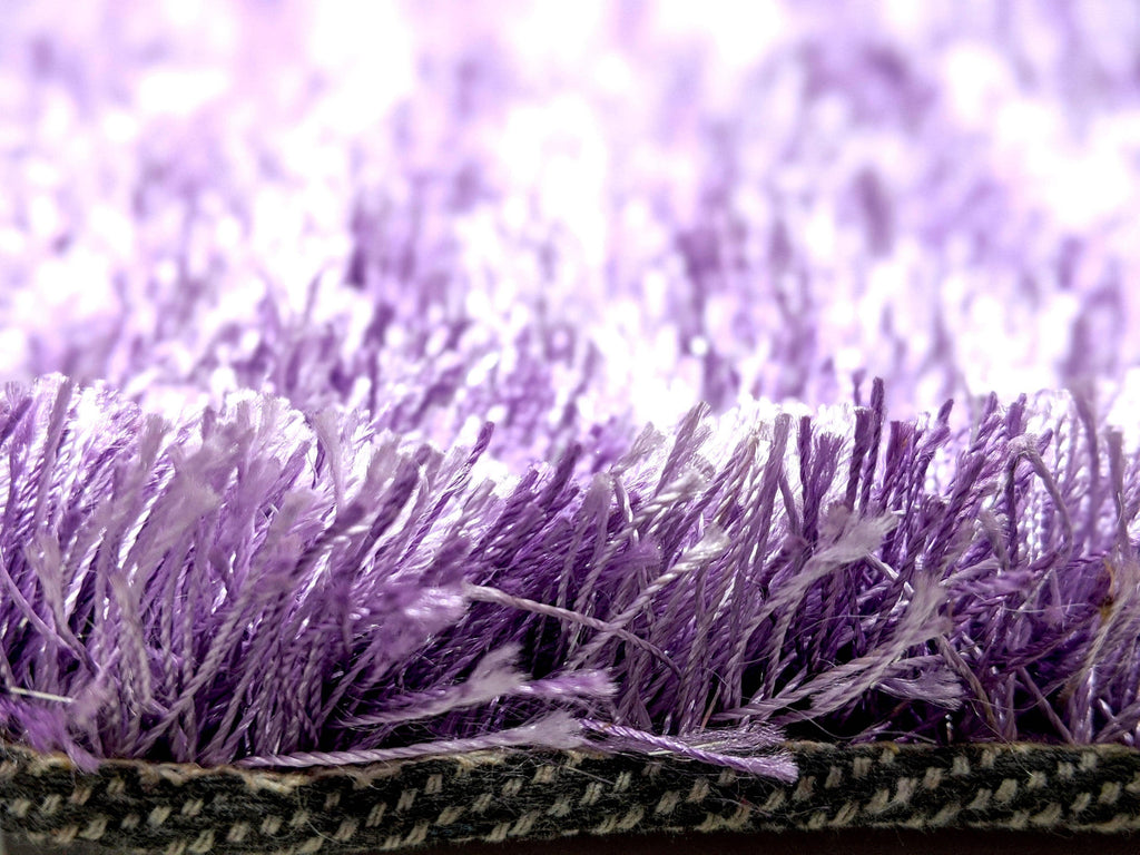 DaDa Bedding Shaggy Soft Door Mat Carpet Rug - 20" x 32" Striped Shiny Purple Lavender