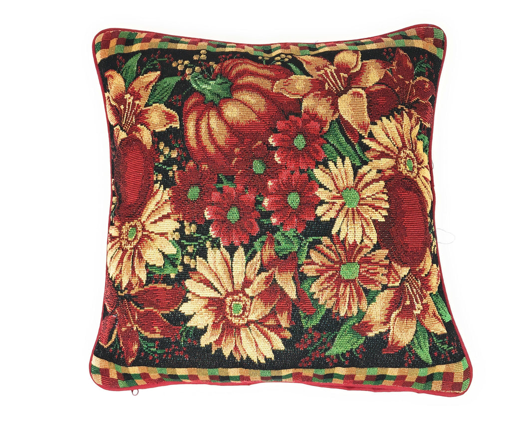 DaDa Bedding Set of 4 Pieces - Autumn Harvest Halloween & Christmas Ornaments Holiday Tapestry Throw Pillow Covers Bundle Pack - 16" x 16"