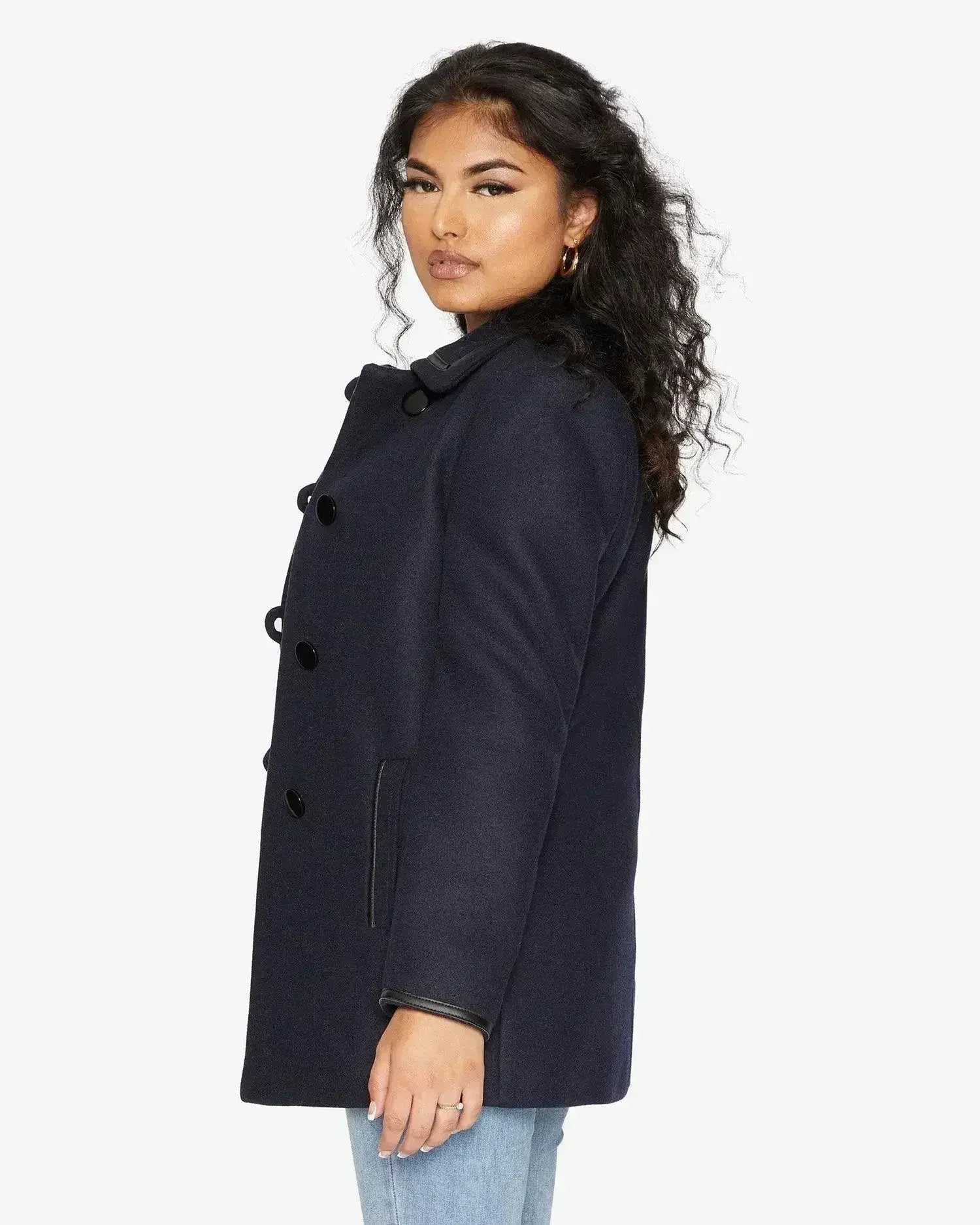 Wool Blend Contrast Trim Coat (1920)