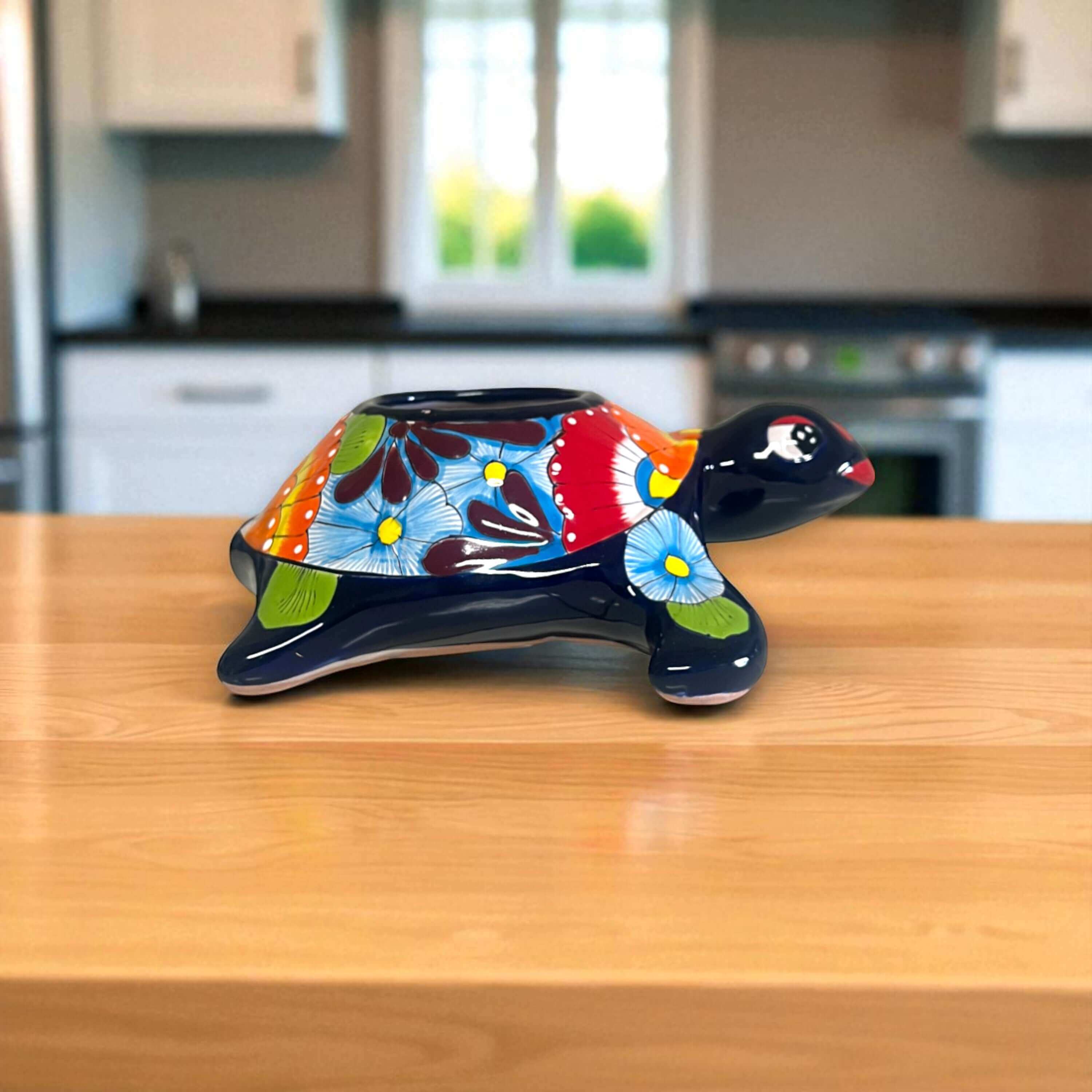Small Talavera Sea Turtle Planter | Mexican Turtle Pottery
