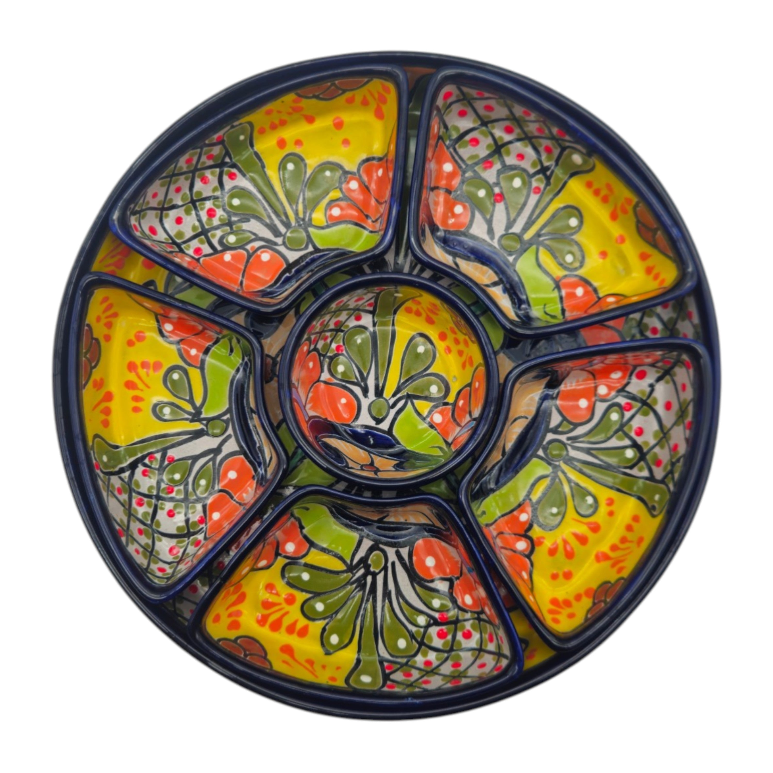 Talavera Appetizer Tray Set | Mexican Hand-Painted Pottery