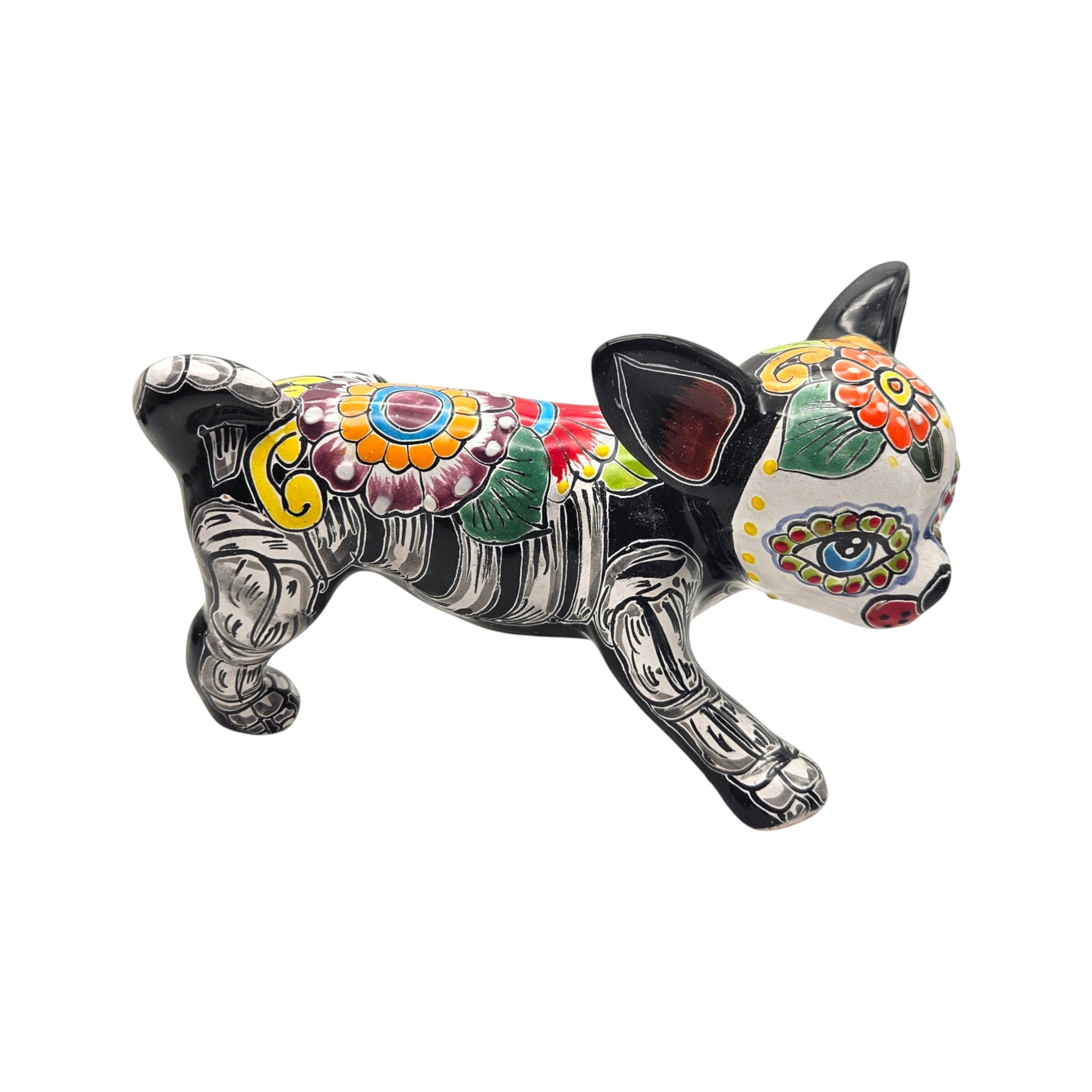 Talavera Peeing Chihuahua | Day of the Dead Mexican Figurine