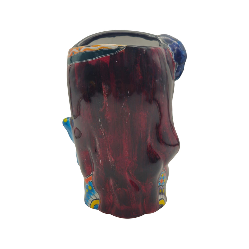 Talavera Butterfly Skull Planter | Colorful Day of the Dead Design