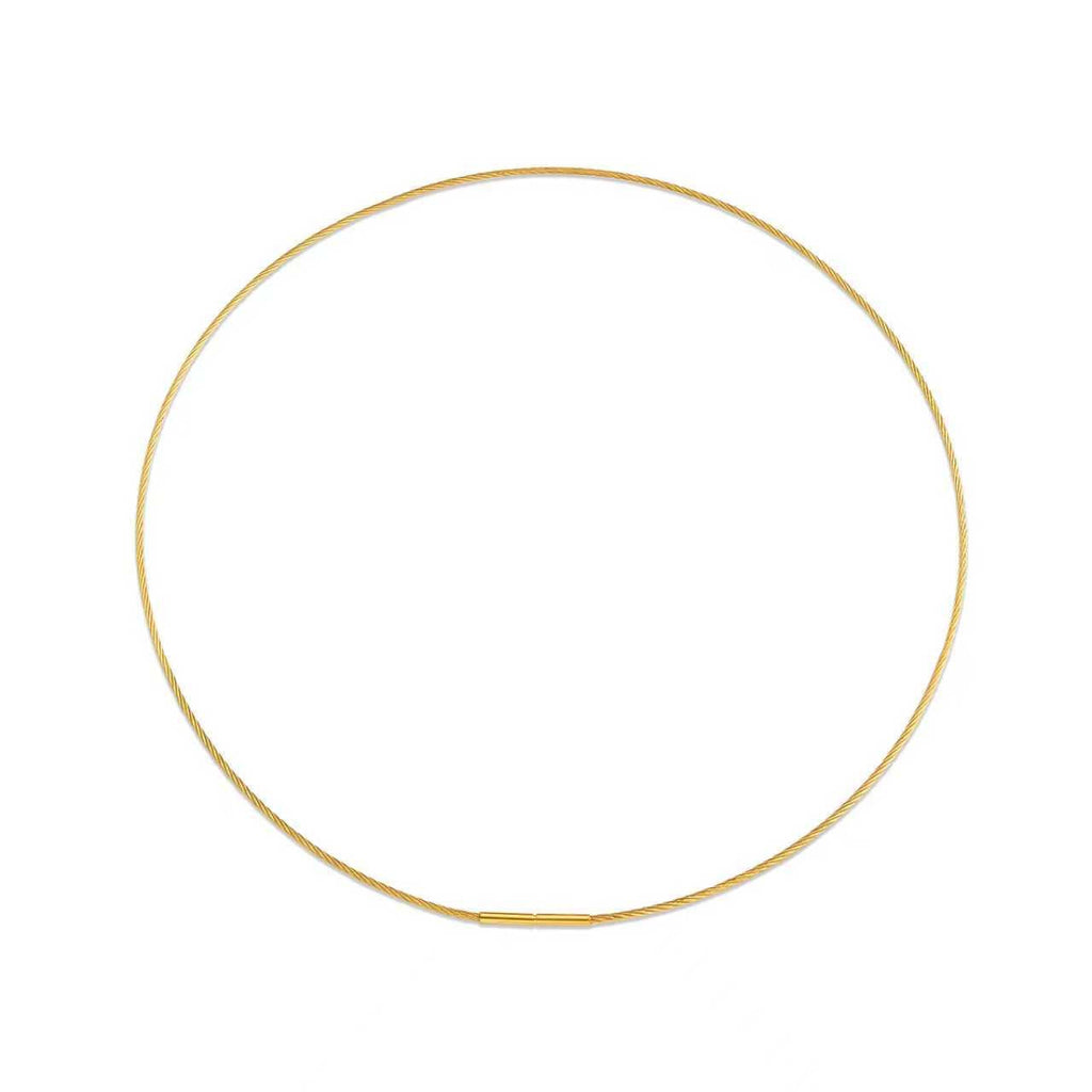 C015G Gold Structured Wire Choker Chain Necklace/ 1.2mm (An exclusive clasp design)