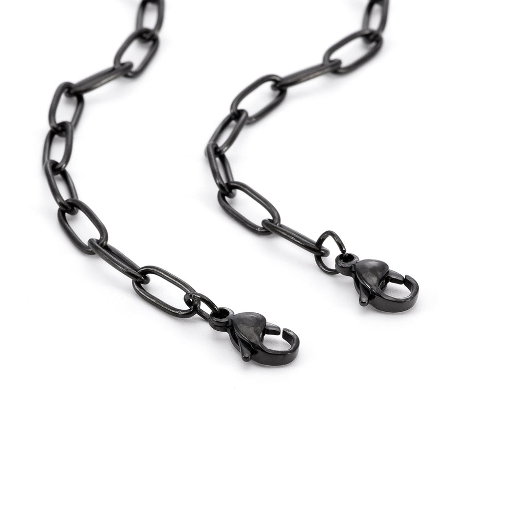 C400B B.Tiff Black 2 Clasps Oval Paperclip Link Chain Necklace/ 32"