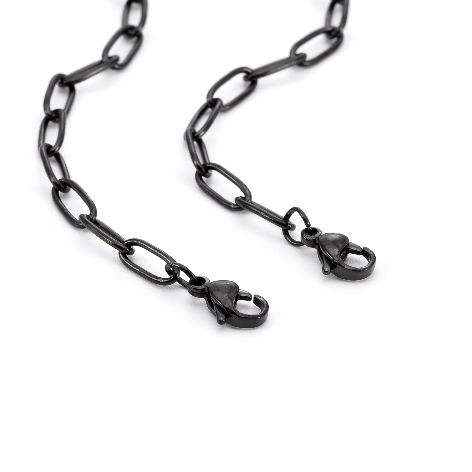 C400B B.Tiff Black 2 Clasps Oval Paperclip Link Chain Necklace/ 32"