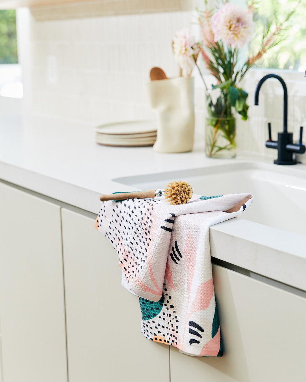 Midnight Flannel Geometry Tea Towel