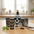 Talavera Skull Decanter with 6 Shot Glasses | Mexican Bar Set