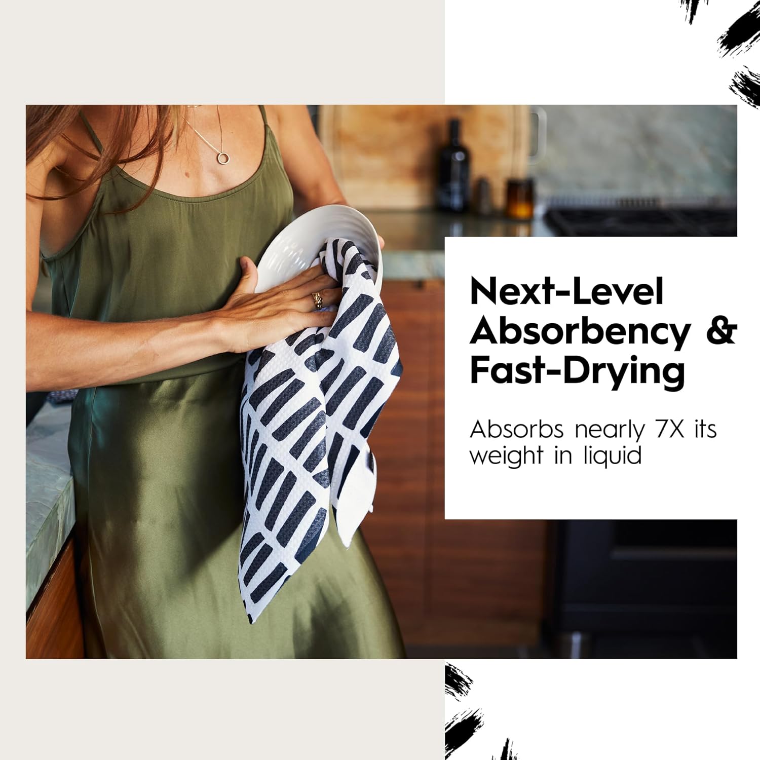 Evergreen Frost Geometry Tea Towel