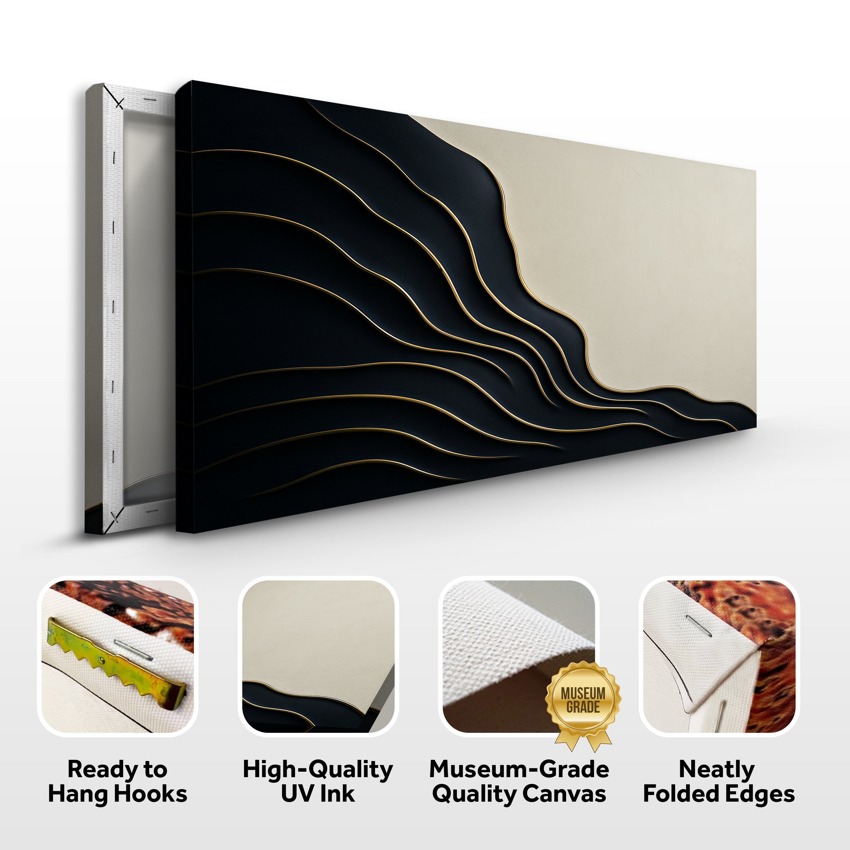 Black and Gold Minimalist Abstract Wall Art