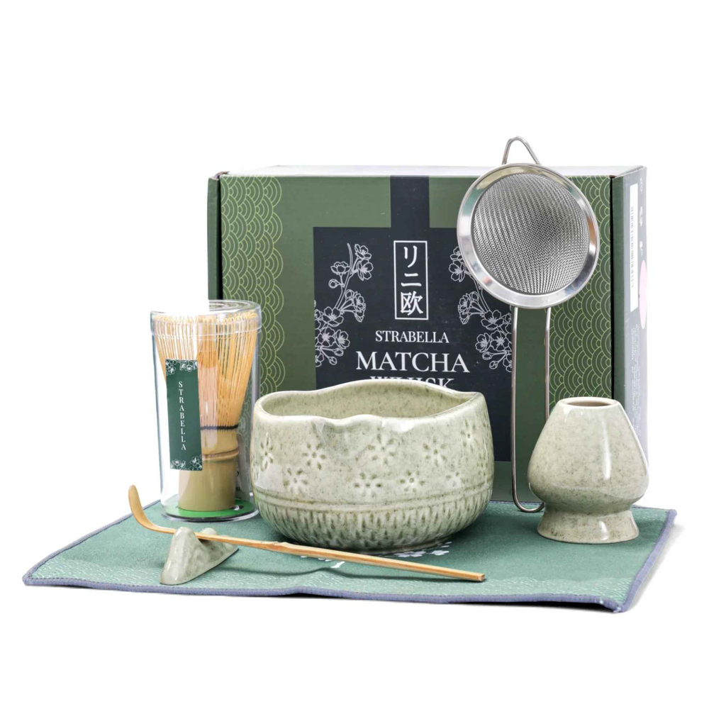 Strabella Matcha Whisk Set – Premium Bamboo Whisk & Ceramic Bowl Gift Set