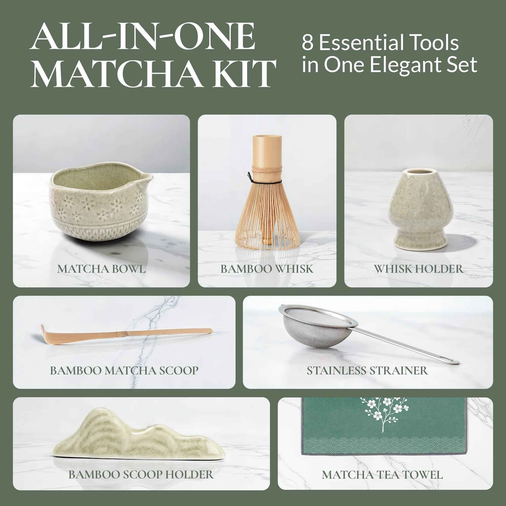 Strabella Matcha Whisk Set – Premium Bamboo Whisk & Ceramic Bowl Gift Set