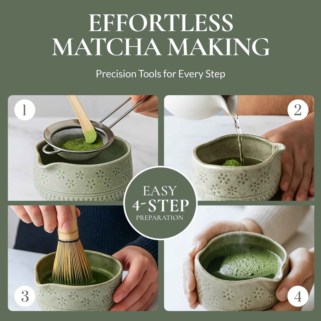 Strabella Matcha Whisk Set – Premium Bamboo Whisk & Ceramic Bowl Gift Set