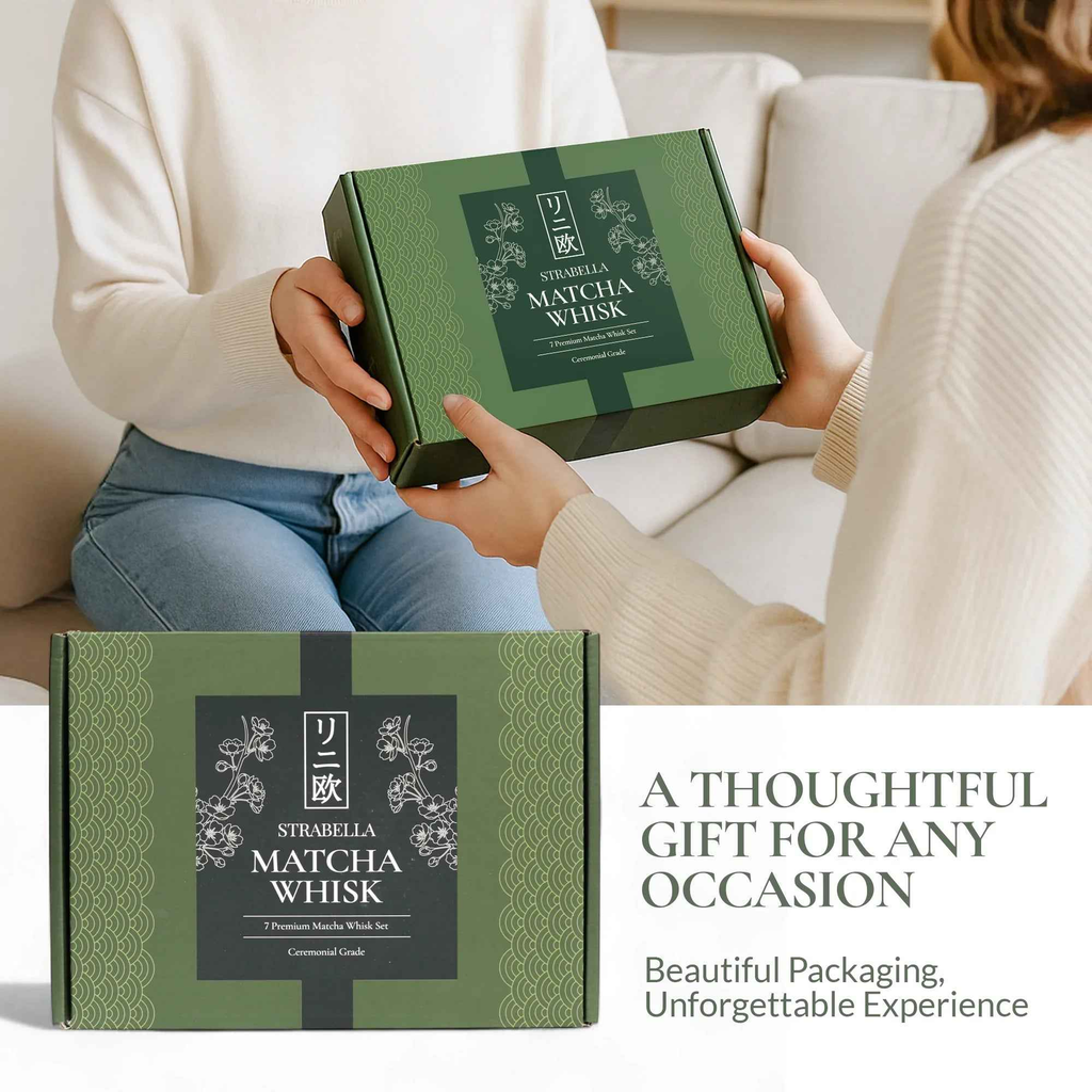 Strabella Matcha Whisk Set – Premium Bamboo Whisk & Ceramic Bowl Gift Set