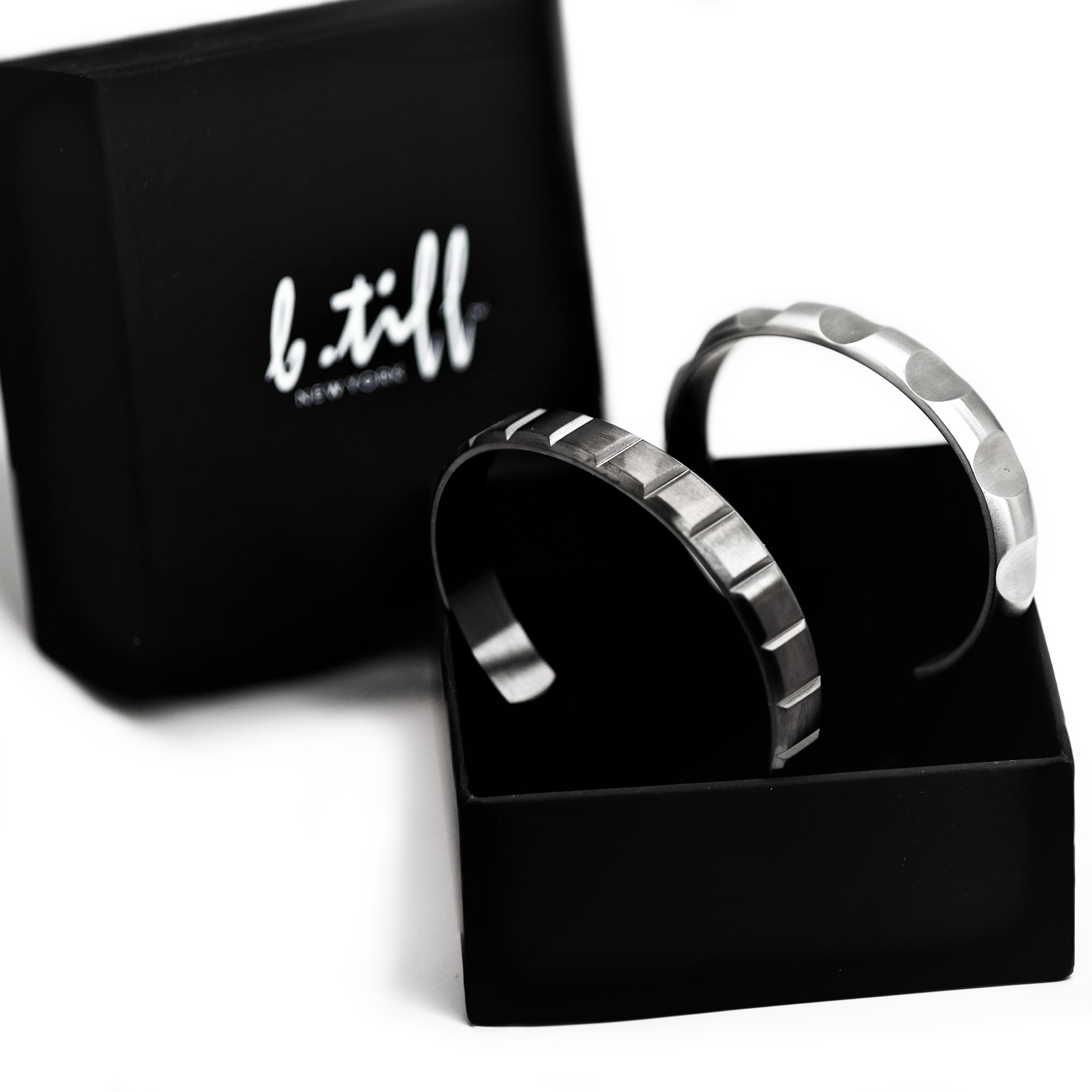 BG109W B.Tiff Simplicity Circle Indent Adjustable Bangle Cuff