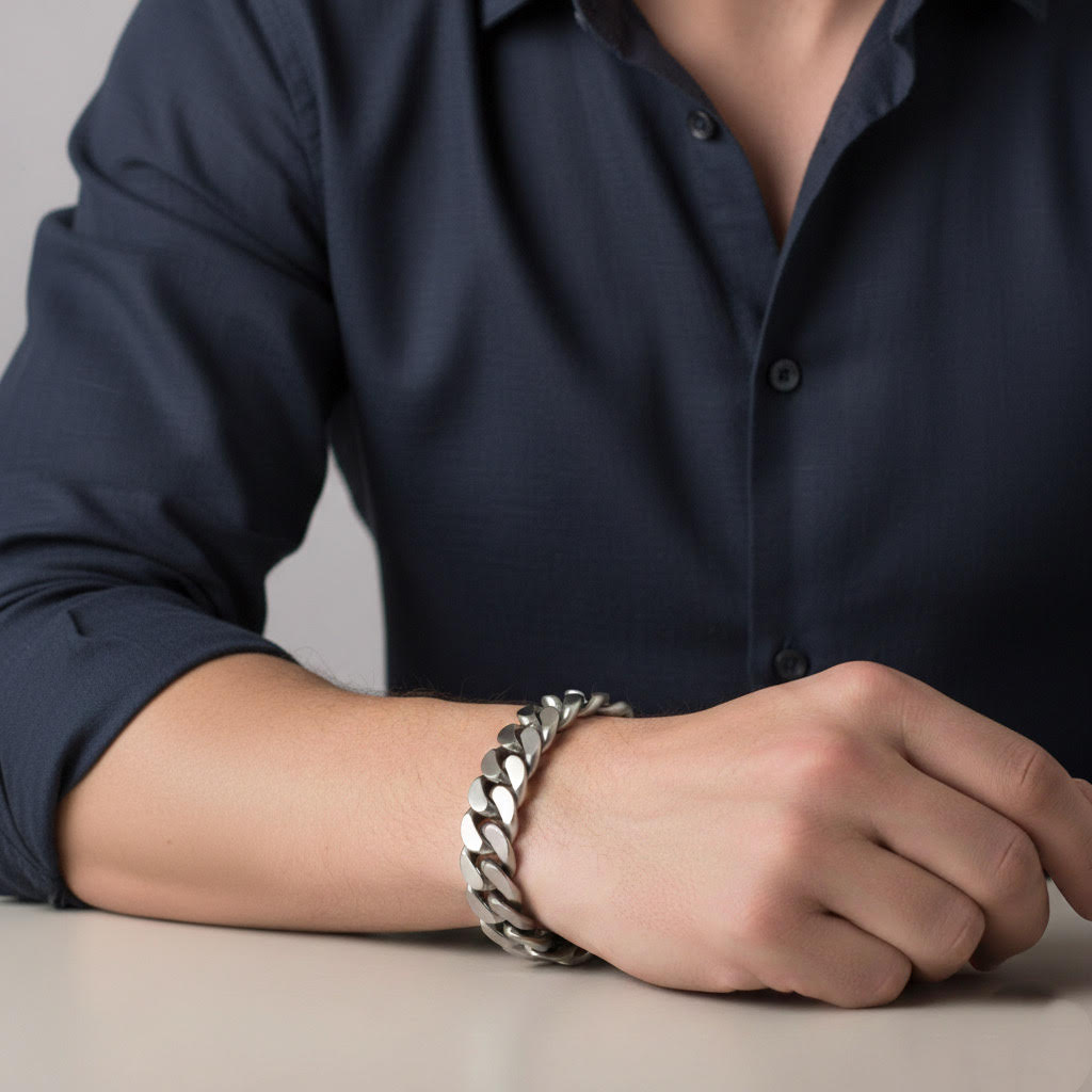 BG160W B.Tiff High Polish 16mm Flat Cuban Link Bracelet