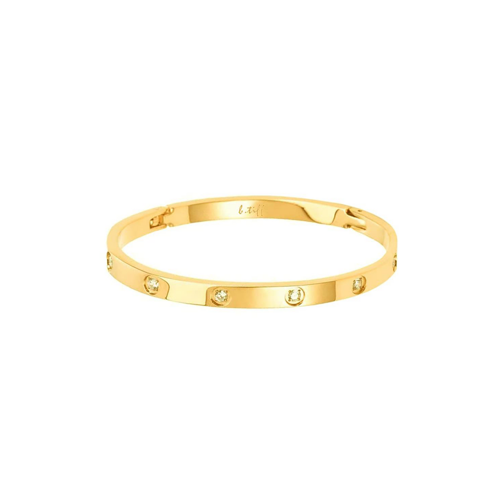 BG308GP B.Tiff 8-Stone High Polish Gold Bangle Bracelet