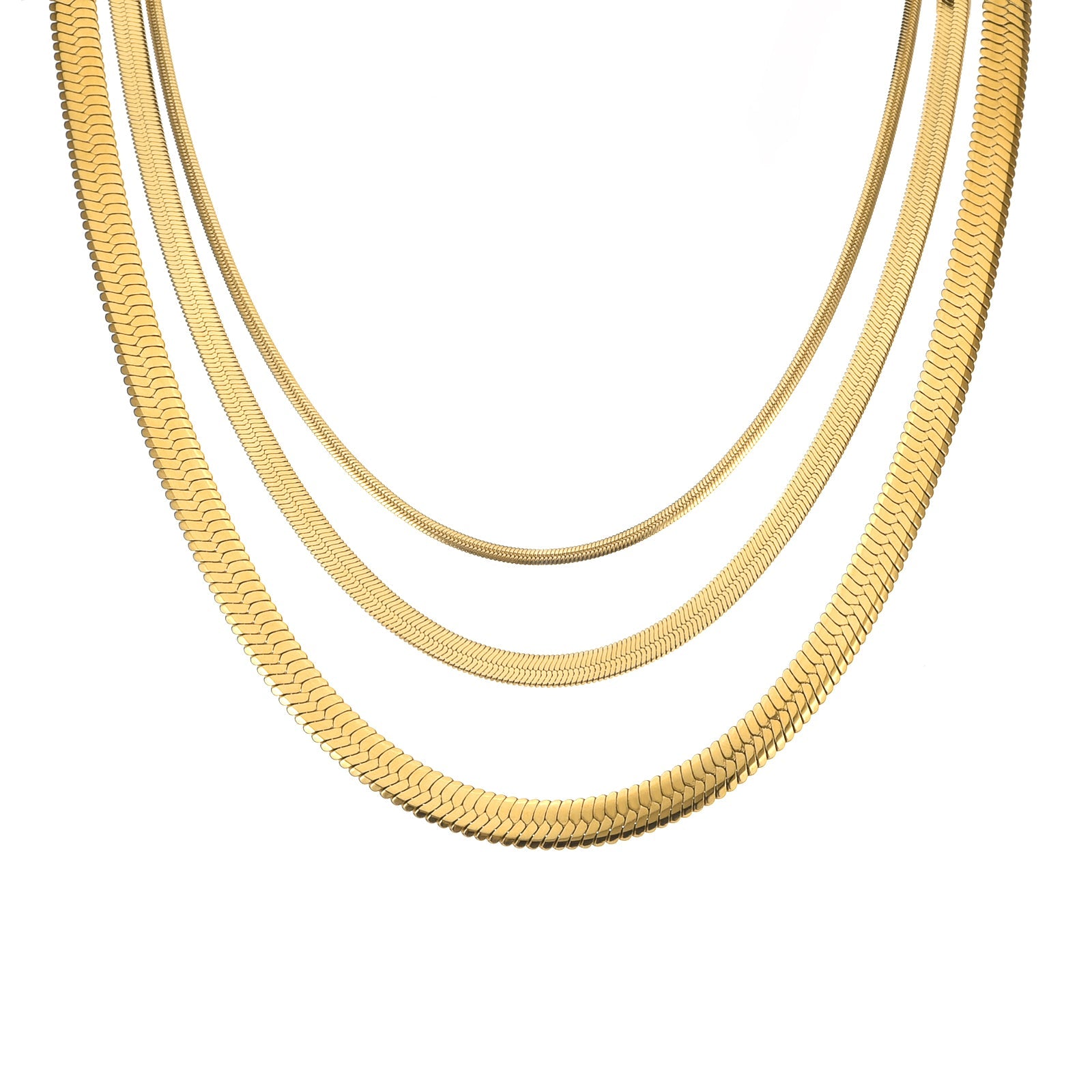 C004G B.Tiff Gold Plated Herringbone Chain Necklace/ 4mm