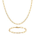 C011G Oval Paperclip Link Chain Necklace and Bracelet Set