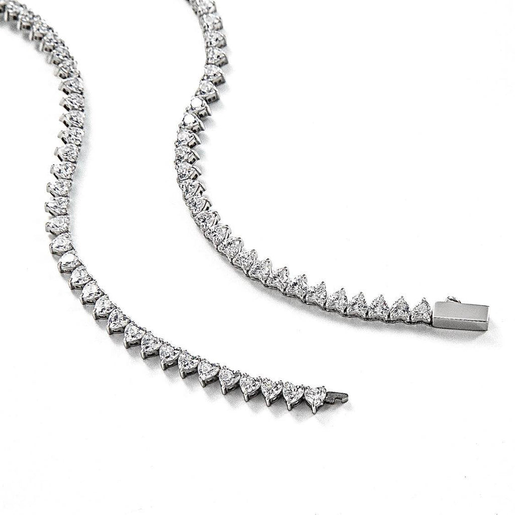 C102W B.Tiff Heart Tennis Necklace/ 4mm