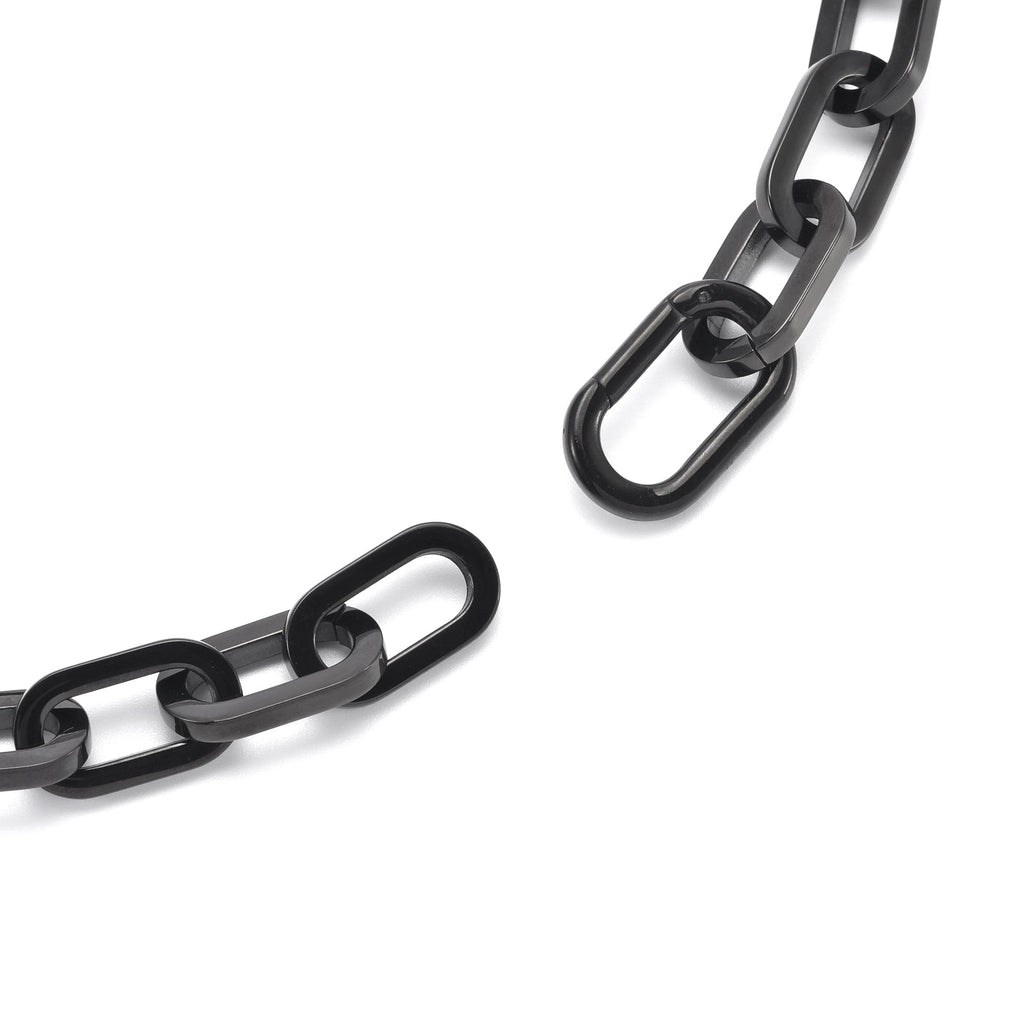 C200B B.Tiff Black Paperclip Chain Necklace