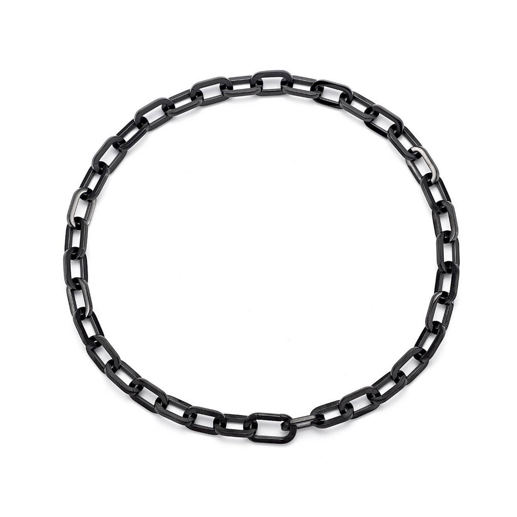 C200B B.Tiff Black Paperclip Chain Necklace