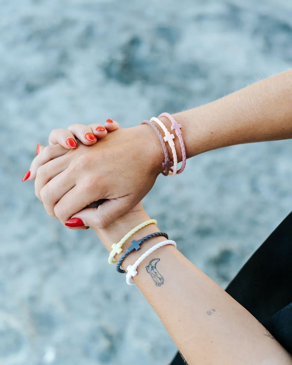 Golden Slate Infinity Cross Silicone Bracelet Set
