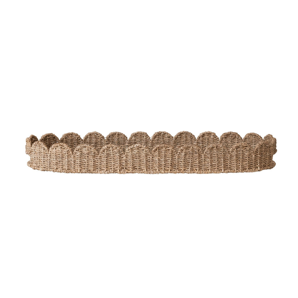 Hand-Woven Bankuan Scalloped Tray with Handles