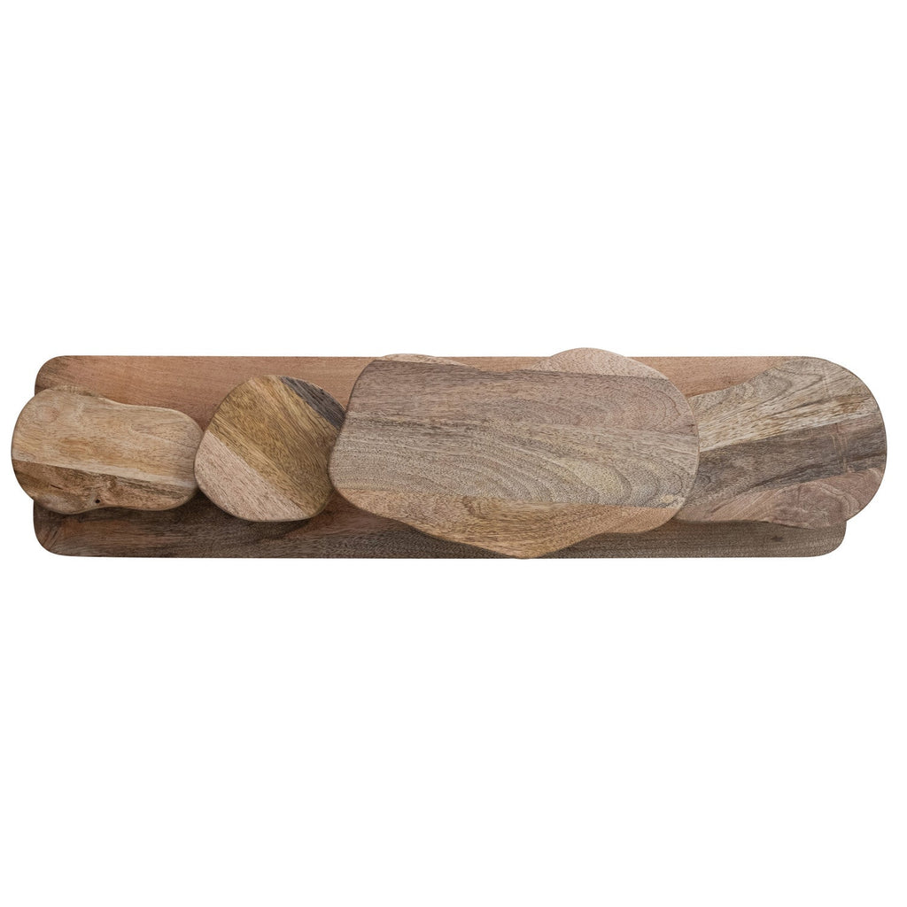 Mango Wood Serving Board with Pedestal Stands