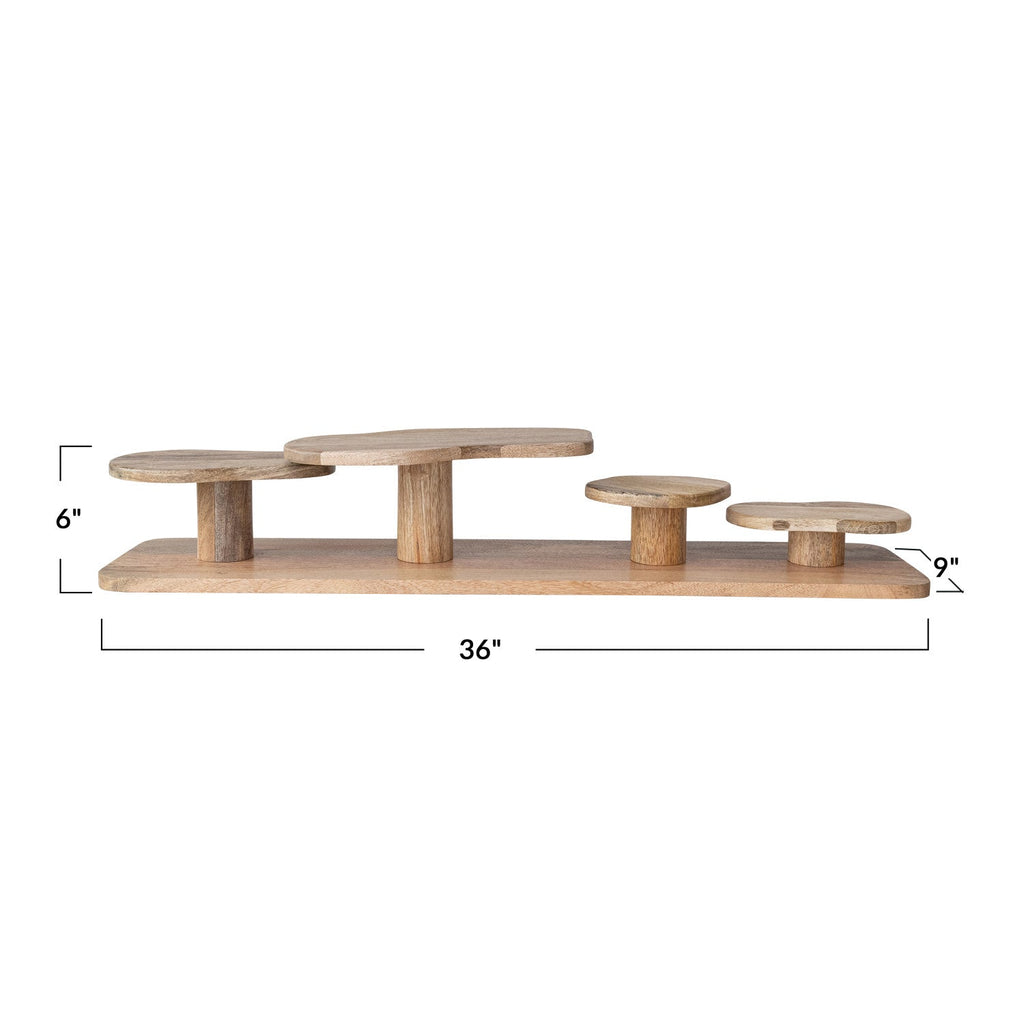 Mango Wood Serving Board with Pedestal Stands