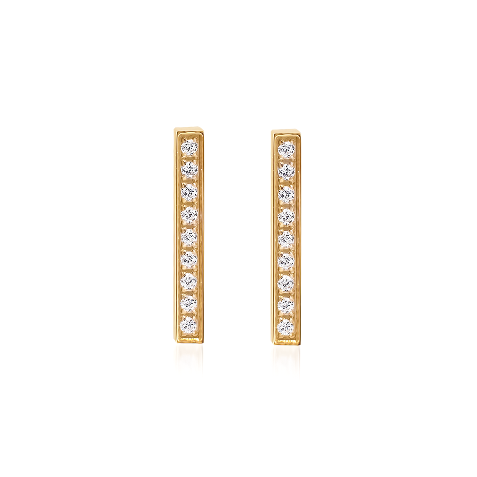 ER107G B.Tiff Gold 9-Stone Short Bar Earrings