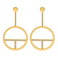 ER108G B.Tiff Gold Pavé Logo T Bar Earrings
