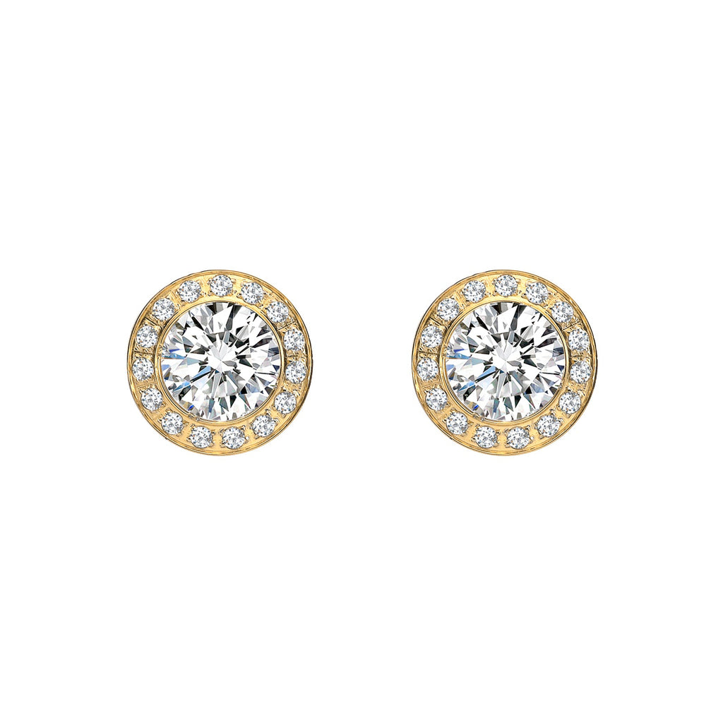 ER125G B.Tiff Gold Pavé 1 ct Aŭreolo Earrings
