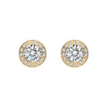 ER125G B.Tiff Gold Pavé 1 ct Aŭreolo Earrings