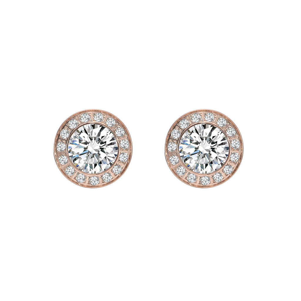 ER125RG B.Tiff Rose Gold Pavé 1 ct Aŭreolo Earrings