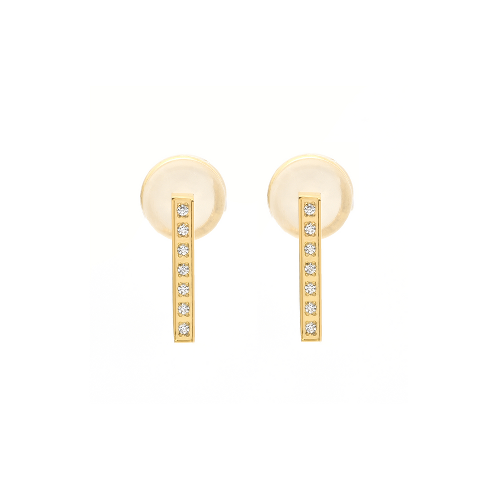 ER246G B.Tiff Gold Pavé L-Bar Earrings