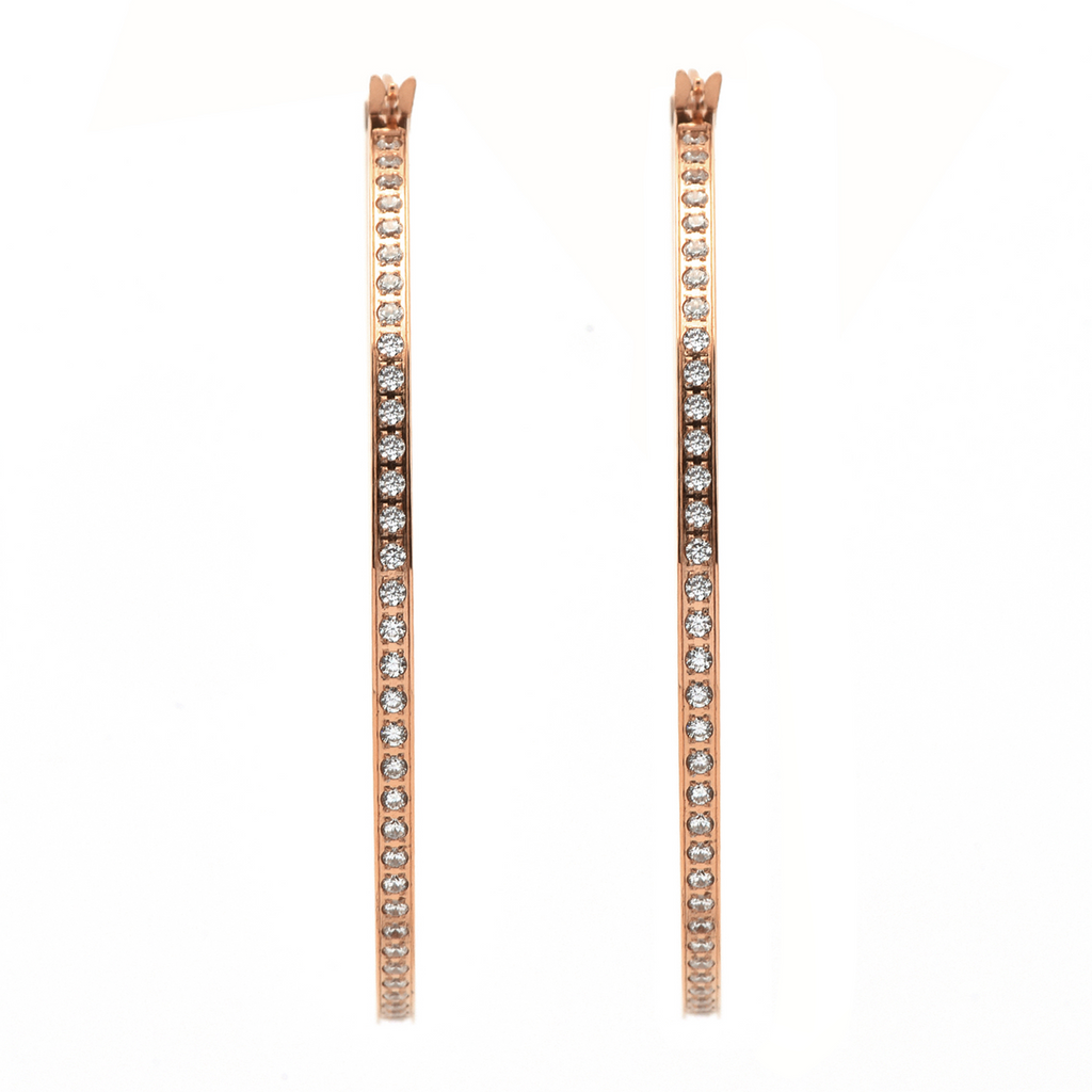 ER322RG B.Tiff Rose Gold Pavé 146-Stone Big Hoop Earrings