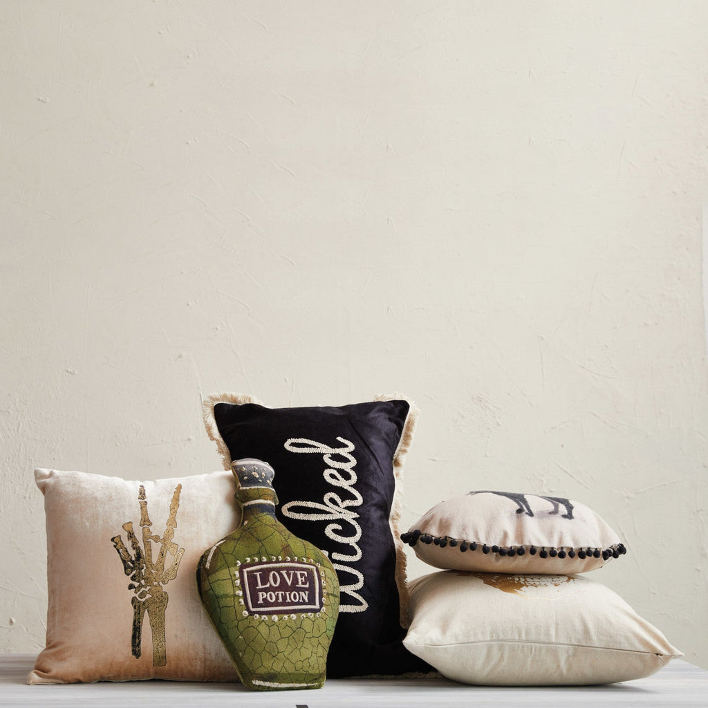 Love Potion Bottle Shaped Embroidered Pillow