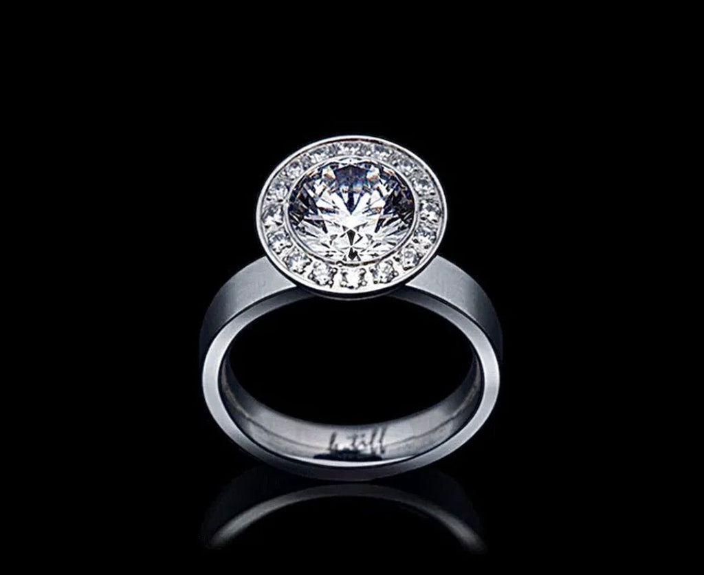 RG125W B.Tiff Aŭreolo 2 ct Round Halo Engagement Ring [Thin Band]