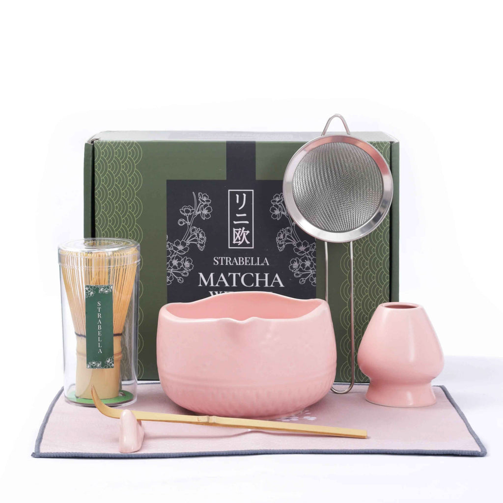 Strabella Matcha Whisk Set – Premium Bamboo Whisk & Ceramic Bowl Gift Set