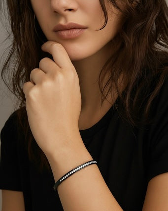 BG333B B.Tiff Black Eternity 25 Bangle Bracelet
