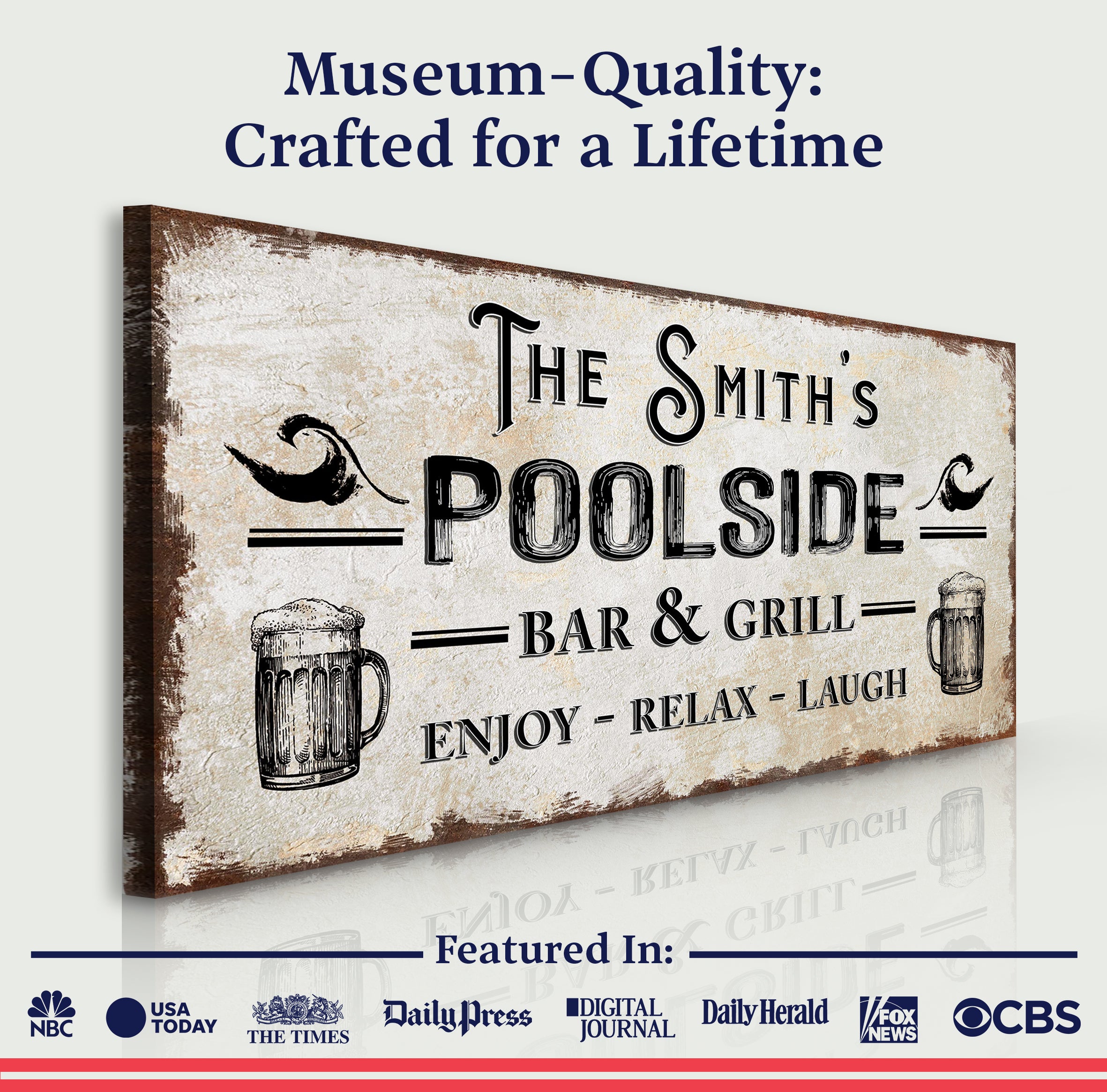 Personalized Poolside Bar And Grill Sign