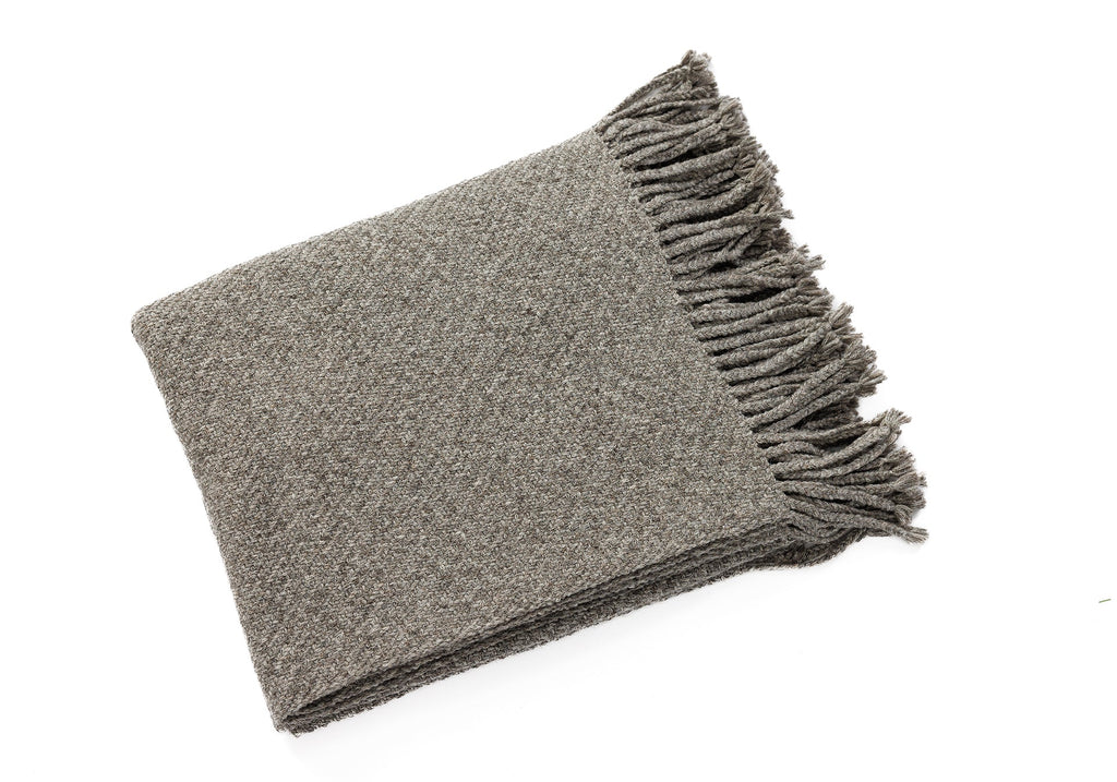 Handloomed Peruvian Pima Cotton & Undyed Baby Alpaca Graphite Throw Blanket From Peru - Kulsi Collection