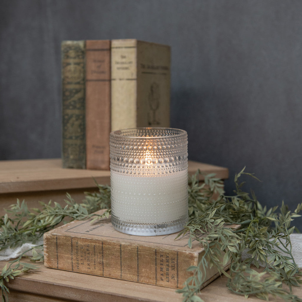 Clear Dotted Bubble Glass 3D Flame LED Candle | 2 Sizes