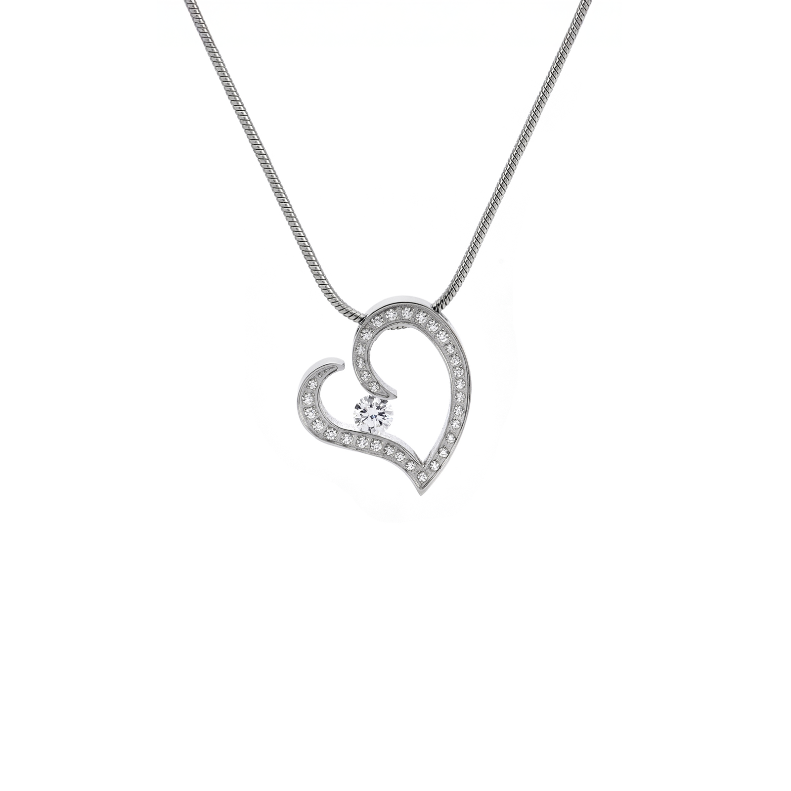 PT092W B.Tiff Pavé  Heart Pendant