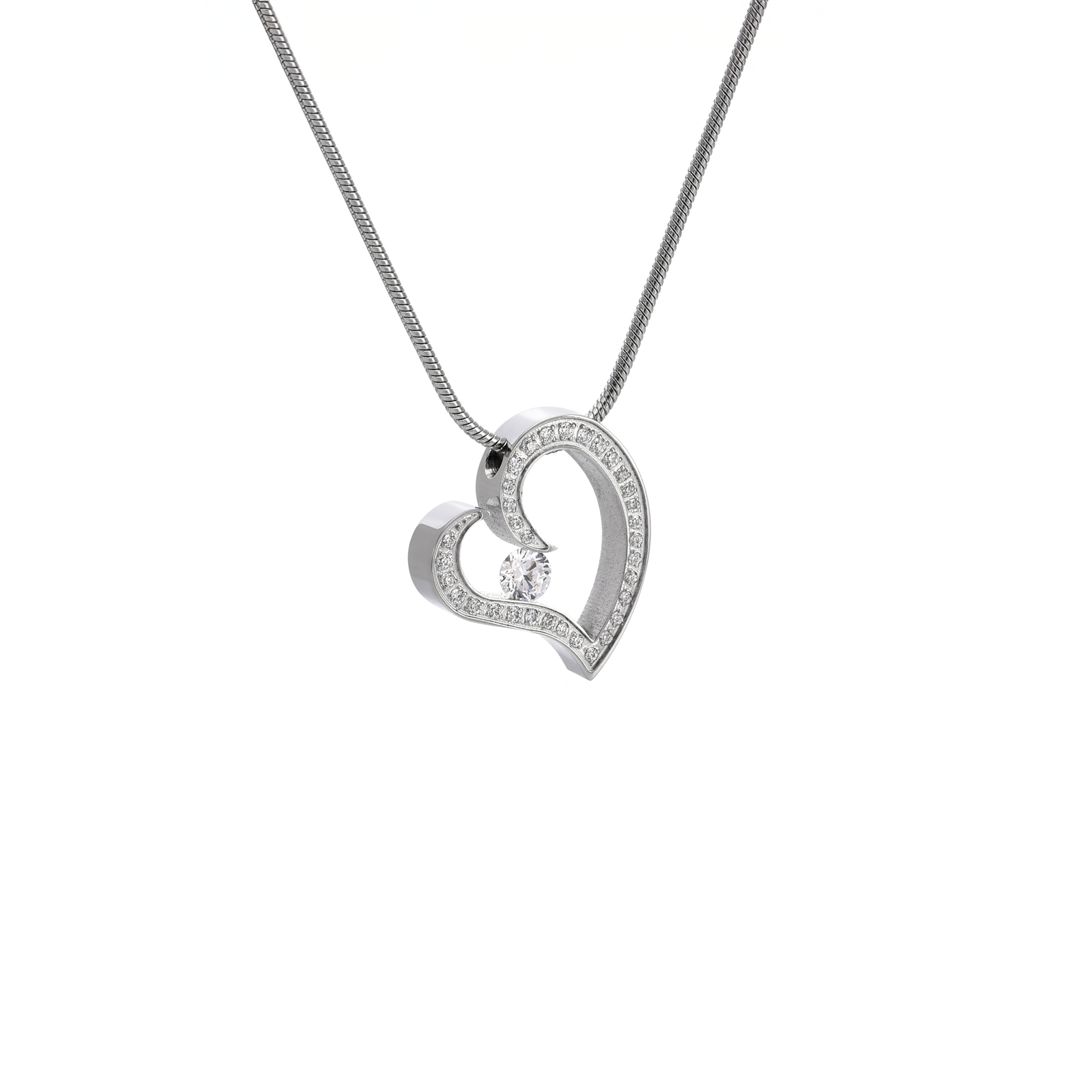 PT092W B.Tiff Pavé  Heart Pendant