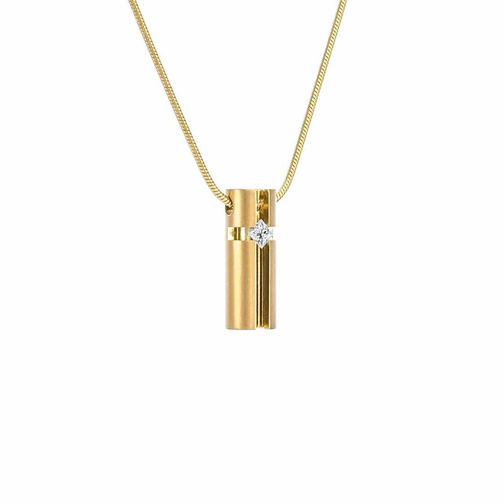 PT099G B.Tiff Gold 3D Small Cross Croixlumière Pendant Necklace