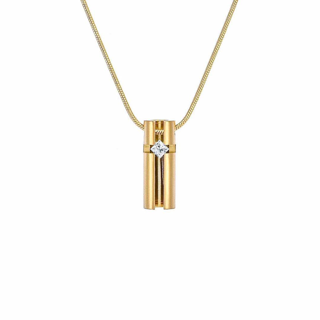 PT099G B.Tiff Gold 3D Small Cross Croixlumière Pendant Necklace
