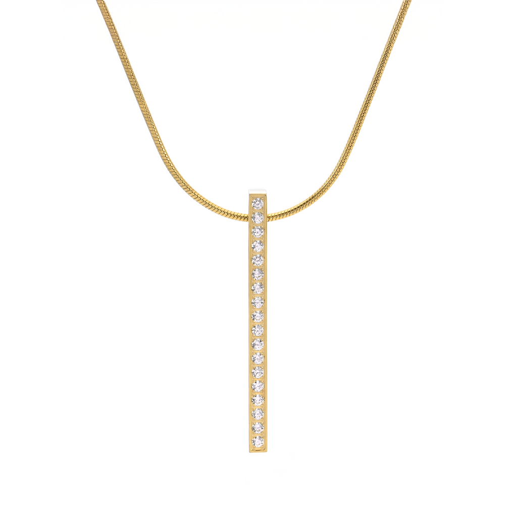 PT107G B.Tiff Gold 18-Stone Bar Pendant