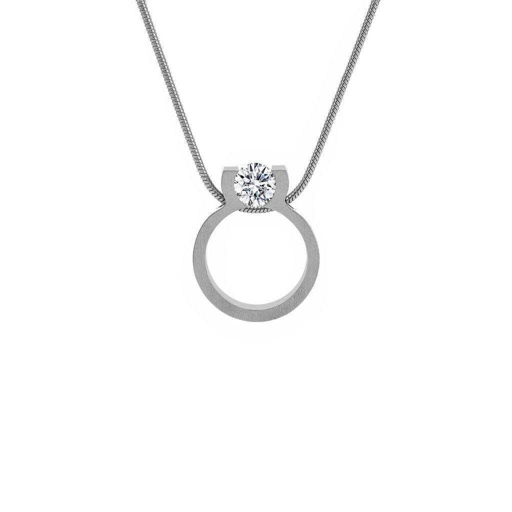 PT117W B.Tiff 1 CT Tension Ring Pendant Necklace